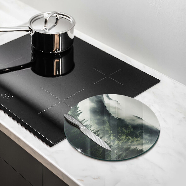 Tagliere in vetro temperato Paesaggio di foresta e nebbia