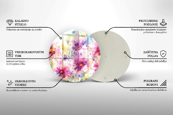 Tagliere in vetro temperato Fiori dipinti