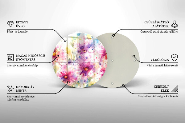 Tagliere in vetro temperato Fiori dipinti