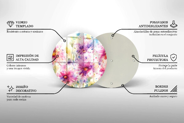 Tagliere in vetro temperato Fiori dipinti