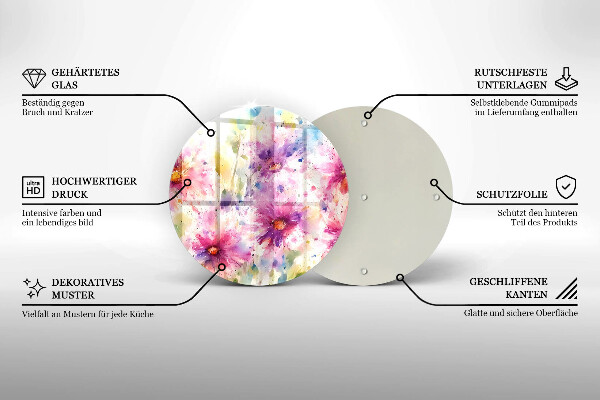 Tagliere in vetro temperato Fiori dipinti