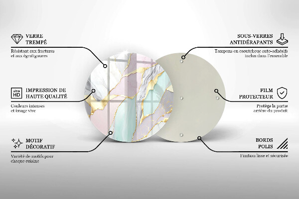 Tagliere in vetro temperato Marmo pastello