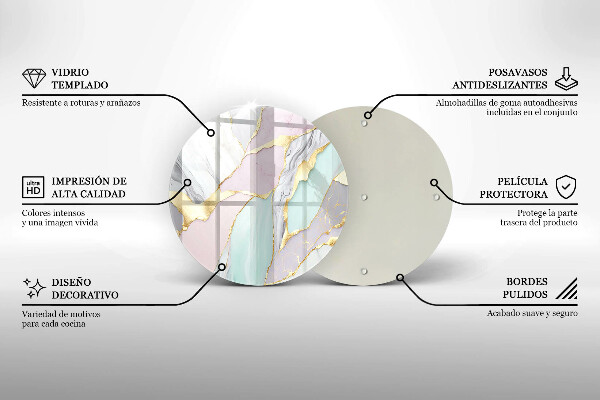 Tagliere in vetro temperato Marmo pastello