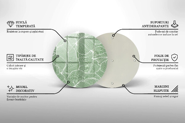 Tagliere in vetro temperato Foglie lineari