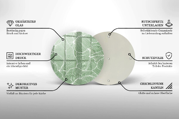 Tagliere in vetro temperato Foglie lineari