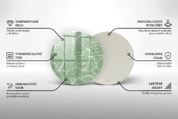 Tagliere in vetro temperato Foglie lineari
