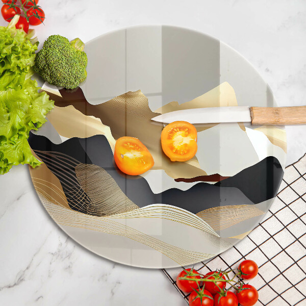 Tagliere in vetro temperato Montagne dorate astratte