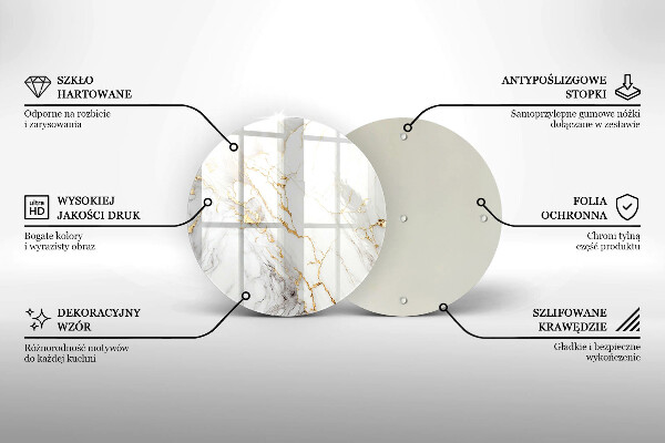 Tagliere in vetro temperato Marmo chiaro con oro