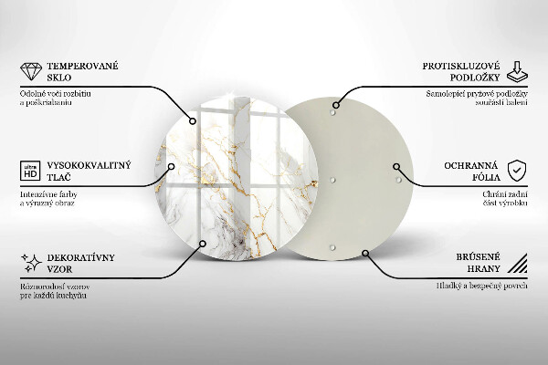 Tagliere in vetro temperato Marmo chiaro con oro