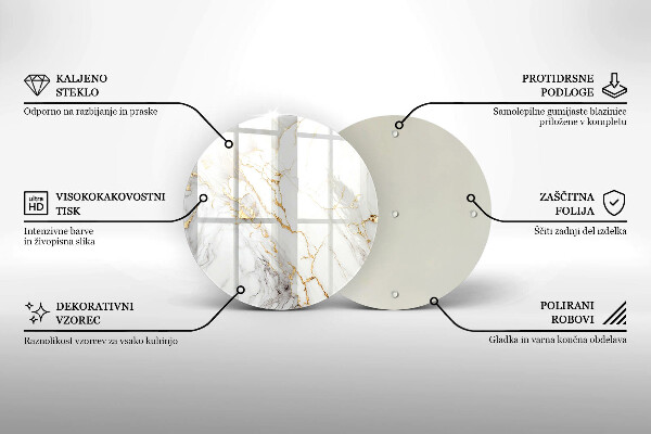Tagliere in vetro temperato Marmo chiaro con oro