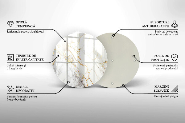 Tagliere in vetro temperato Marmo chiaro con oro