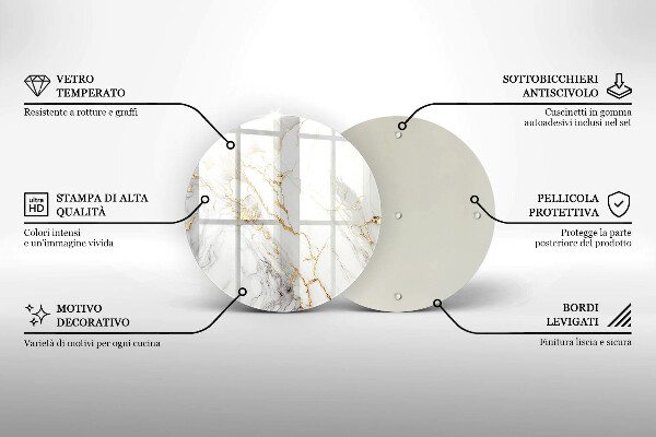 Tagliere in vetro temperato Marmo chiaro con oro