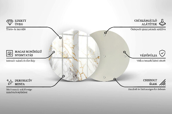 Tagliere in vetro temperato Marmo chiaro con oro