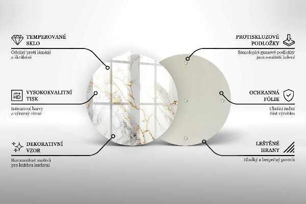 Tagliere in vetro temperato Marmo chiaro con oro