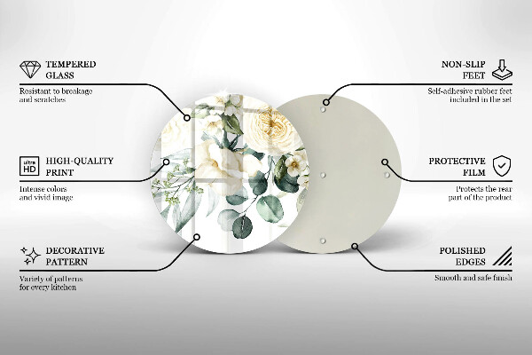 Tagliere in vetro temperato Fiori ad acquerelli