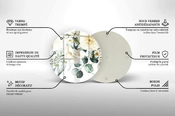Tagliere in vetro temperato Fiori ad acquerelli