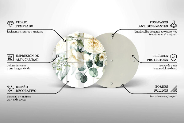 Tagliere in vetro temperato Fiori ad acquerelli