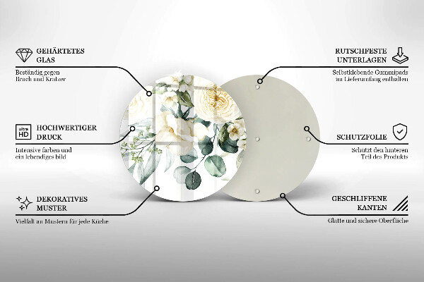 Tagliere in vetro temperato Fiori ad acquerelli