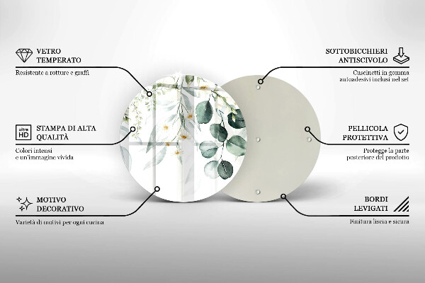 Tagliere in vetro temperato Piante ad acquerello