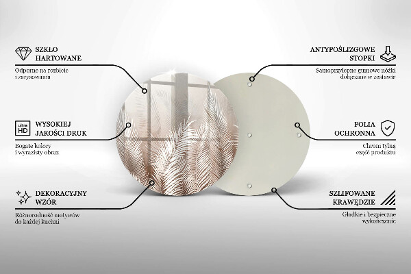 Tagliere in vetro temperato Foglie di vegetazione boho