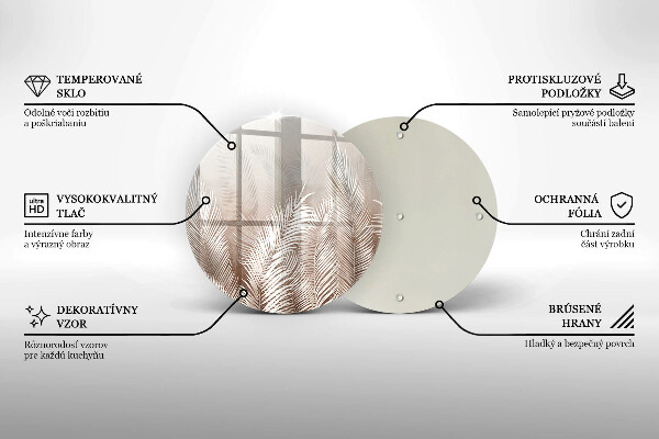 Tagliere in vetro temperato Foglie di vegetazione boho