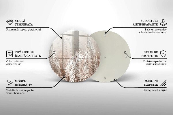 Tagliere in vetro temperato Foglie di vegetazione boho