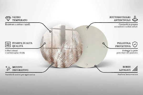 Tagliere in vetro temperato Foglie di vegetazione boho