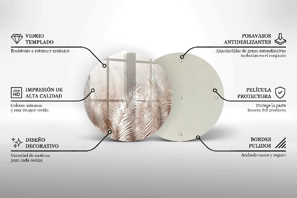 Tagliere in vetro temperato Foglie di vegetazione boho