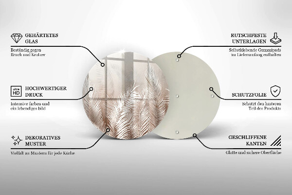 Tagliere in vetro temperato Foglie di vegetazione boho