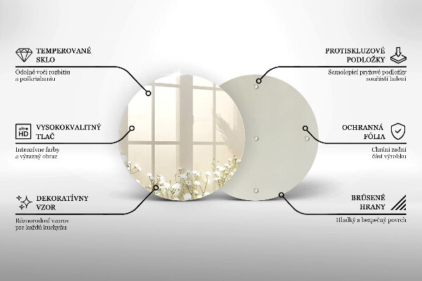 Tagliere in vetro temperato Fiori boho in gesso