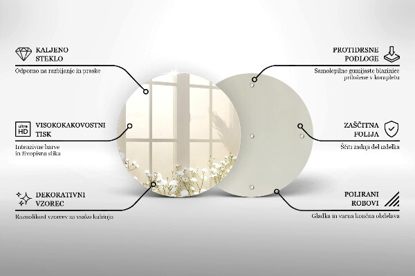 Tagliere in vetro temperato Fiori boho in gesso