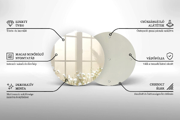 Tagliere in vetro temperato Fiori boho in gesso