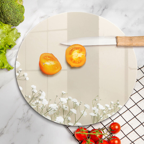 Tagliere in vetro temperato Fiori boho in gesso