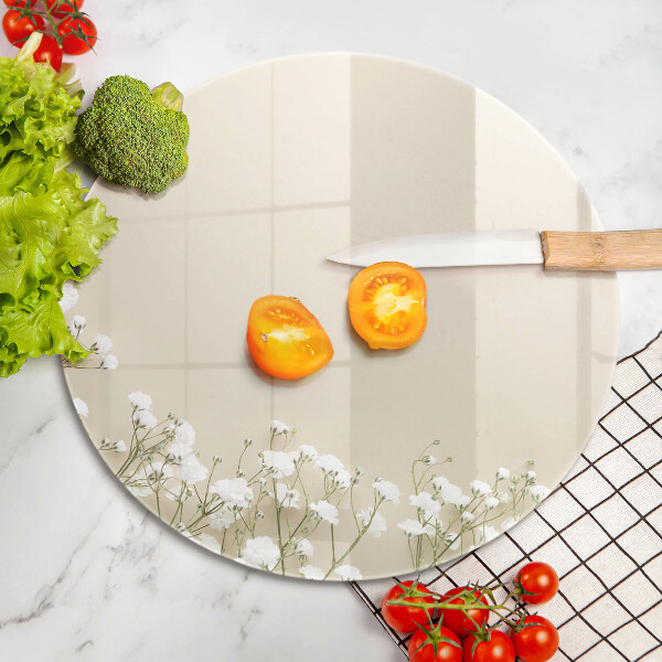 Tagliere in vetro temperato Fiori boho in gesso