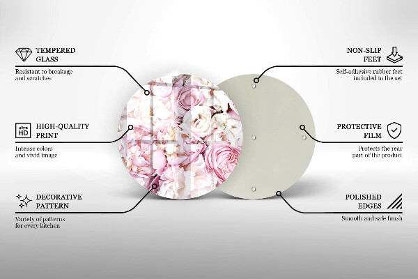 Tagliere in vetro Mazzo di peonia