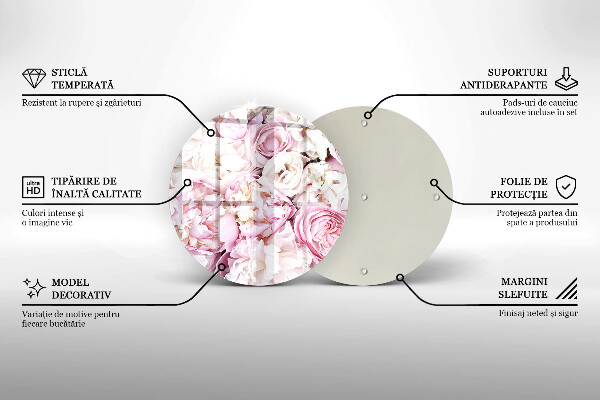 Tagliere in vetro Mazzo di peonia