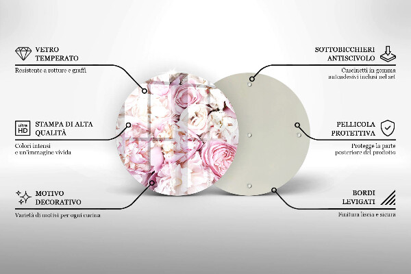 Tagliere in vetro Mazzo di peonia