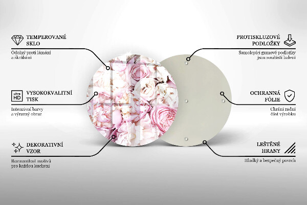 Tagliere in vetro Mazzo di peonia