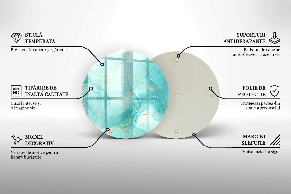 Tagliere in vetro Astrazione blu e oro