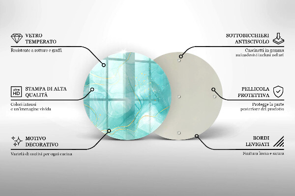 Tagliere in vetro Astrazione blu e oro