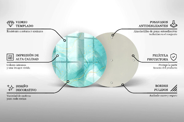 Tagliere in vetro Astrazione blu e oro