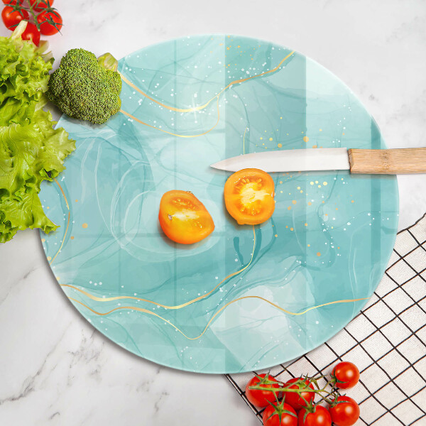 Tagliere in vetro Astrazione blu e oro