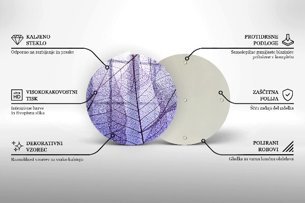 Tagliere in vetro Foglie con venature