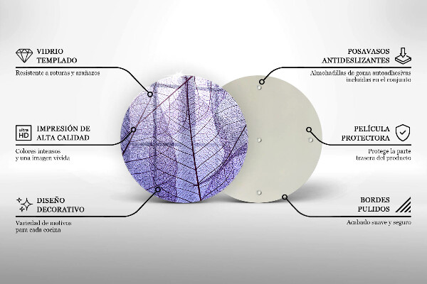 Tagliere in vetro Foglie con venature