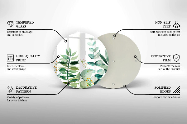 Tagliere in vetro Illustrazione delle foglie delle piante