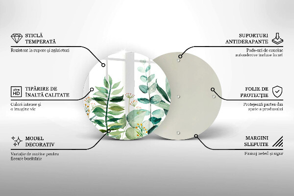 Tagliere in vetro Illustrazione delle foglie delle piante