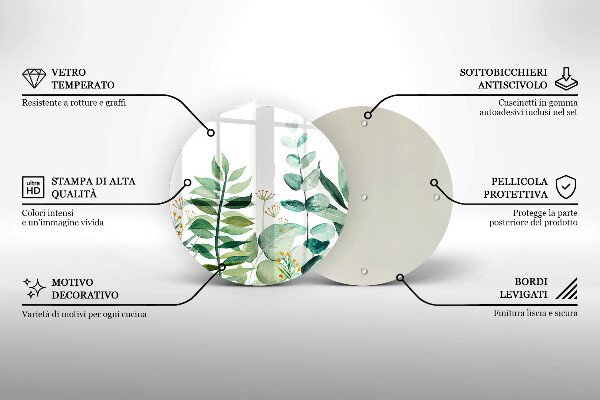 Tagliere in vetro Illustrazione delle foglie delle piante