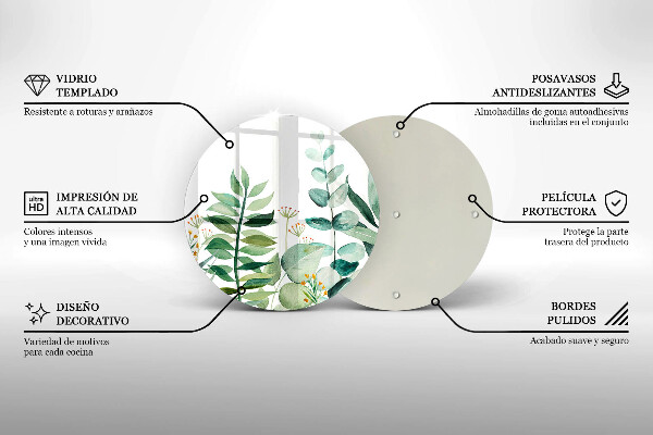 Tagliere in vetro Illustrazione delle foglie delle piante