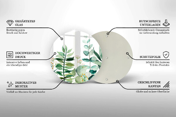 Tagliere in vetro Illustrazione delle foglie delle piante
