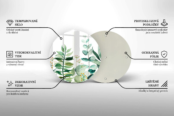 Tagliere in vetro Illustrazione delle foglie delle piante